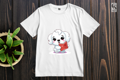 Cute Puppy Reading Book Clipart Sublimation PNG Product Image 2