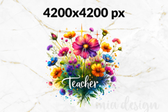Floral Teacher PNG - Teacher Appreciation Sublimation Product Image 2