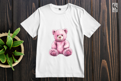 Cute Pink Teddy Bear with Bow Clipart Sublimation PNG Product Image 3