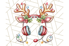 Santa Sleigh Ride Clipart PNG, Flying Reindeer Christmas Art Product Image 3