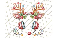 Santa Sleigh Ride Clipart PNG, Flying Reindeer Christmas Art Product Image 3
