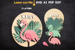Baby Name Sign Flamingo SVG laser cut file for Glowforge Product Image 3