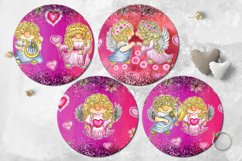 Valentine cupid round earrings | Sublimation design bundle Product Image 3