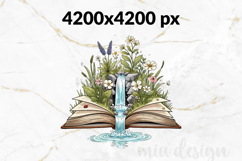 Floral Book Lover Png, Waterfall in Book Sublimation Design Product Image 2