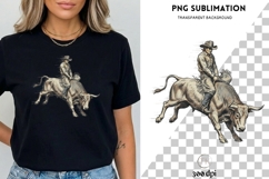 Vintage Rodeo Cowboy PNG | Bull Riding Western Clipart Product Image 3