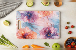 Pastel Alcohol Ink Flowers Cutting Boards sublimation Design Product Image 3