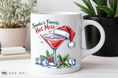 Christmas Cocktail With Santa Hat And Festive Decoration PNG Product Image 3