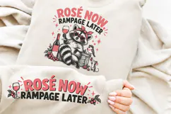 Rosé Now Front Sleeve PNG, Raccoon Wine Sleeve Shirt Design, Product Image 3