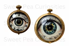 Clocks, Eyes, Steampunk, Ephemera, PNG, watercolor, Clipart Product Image 3