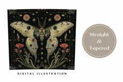 Moth Tumbler Wrap Design, Mystical Tumbler Sublimation PNG Product Image 3