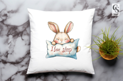 Cute Bunny Sleep Clipart PNG Product Image 3
