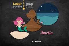 Mermaid Baby Name Sign SVG laser cut file for Glowforge Product Image 3