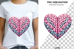 Valentine knitted heart png design for T-shirts Product Image 3