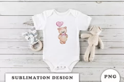 Watercolor Valentine's Day Teddy Bear PNG Product Image 3