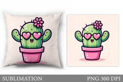 Valentines Cactus Pillow. Valentines Pillow Sublimation Product Image 1
