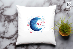 Moon and Heart Night Sky Clipart Sublimation PNG Product Image 3