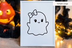Cute Girl Ghost SVG with Bow, Hand Drawn Halloween SVG Product Image 3