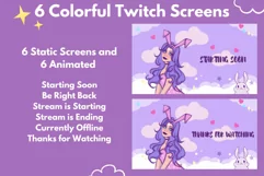Animated Twitch Screens - Bunny Girl, Kawaii Twitch Overlay Product Image 3