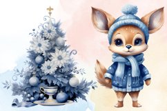 Blue Christmas Watercolor Clipart Bundle, Blue Christmas PNG Product Image 4