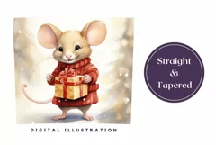 Watercolor Christmas Tumbler Wrap, Christmas Mouse Tumbler Product Image 3