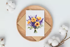 Watercolor PNG sunflower, lavender and peonies bouquets Product Image 2
