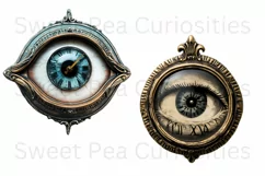 Clocks, Eyes, Steampunk, Ephemera, PNG, watercolor, Clipart Product Image 3