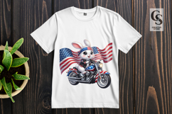 Patriotic Bunny Biker Clipart PNG Product Image 3