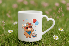 4th of July Highland Cow PNG Sublimation Design Product Image 3