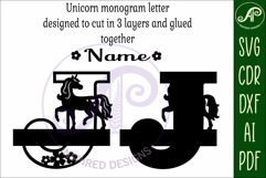 Unicorn Capital Monogram Letter name sign J SVG Product Image 3