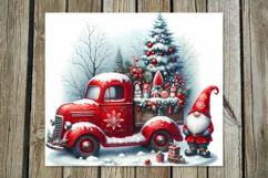 Christmas truck & gnome | Watercolor tumbler sublimation PL Product Image 3