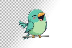 Happy Green Bird Singing on a Branch Product Image 4