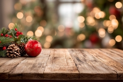 Wooden Background Design, Christmas Lights Background PNG Product Image 1