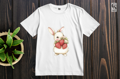 Cute Bunny Strawberry Clipart Sublimation PNG Product Image 3