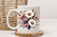 Vintage Floral Bouquet PNG Daisy Flowers Sublimation Design Product Image 3