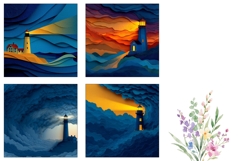 3D Lighthouse Square Coasters, 3D Sea Coaster Designs Product Image 3