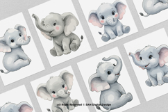 15 Bundle Watercolor Elephant Cute Happy Animal Wildlife Product Image 3