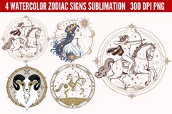 Watercolor Zodiac Signs Clipart Bundle PNG Product Image 4