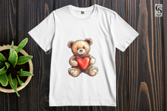 Cute Sitting Teddy Bear Heart Clipart Sublimation PNG Product Image 2