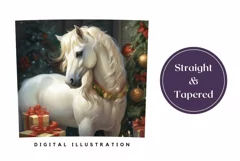 Christmas Horse Tumbler Wrap, Christmas Tree Tumbler PNG Product Image 3