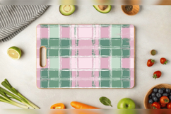 Pink &amp; Green Plaid Cutting Boards sublimation Designs Product Image 3