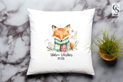 Cute Fox With Scarf Clipart Sublimation PNG Product Image 3