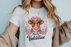 Highland Cow Valentine Cute Cow With Roses And Hearts Product Image 3