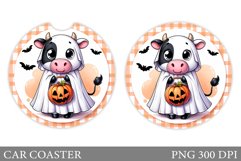 Cow Ghost Car Coaster. Halloween Cow Car Coaster Design Product Image 1