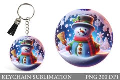 Cute Snowman Keychain Design. Snowman Keychain Sublimation Product Image 1