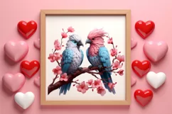 Valentine Kissing Birds Clipart, Valentine Couplet Product Image 3