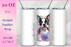 Watercolor Dog Sublimation Tumbler Wrap | 20 oz Straight Png Product Image 1