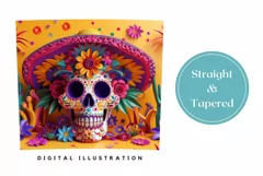 3D Sugar Skull Tumbler Wrap, Colorful Skull Tumbler Template Product Image 3