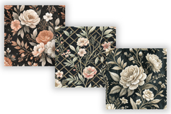 Black Toile Digital Paper Pack, Vintage Floral Toile Product Image 4