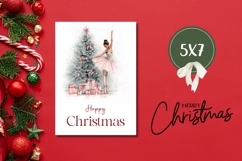 Pink Christmas Greeting Card, Ballerina Greeting Card Product Image 3
