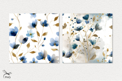 Blue flowers digital paper, background clipart Product Image 3
